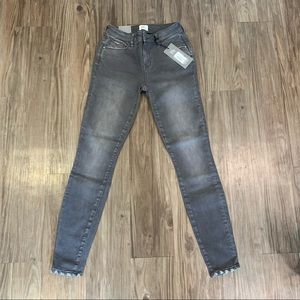 Wash Lab Gray Distressed Mid Rise Skinny Jeans